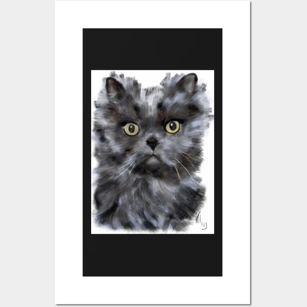 Black Furry Persian Cat Wall Art by LITDigitalArt